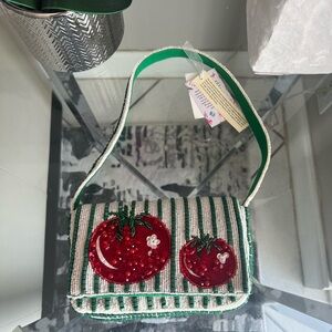 NWT Striped Tomato Made in India Beaded Bag